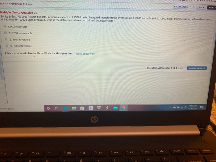  29 AM / Remaining: 112 min. Multiple Choice Question 79 Bonita
