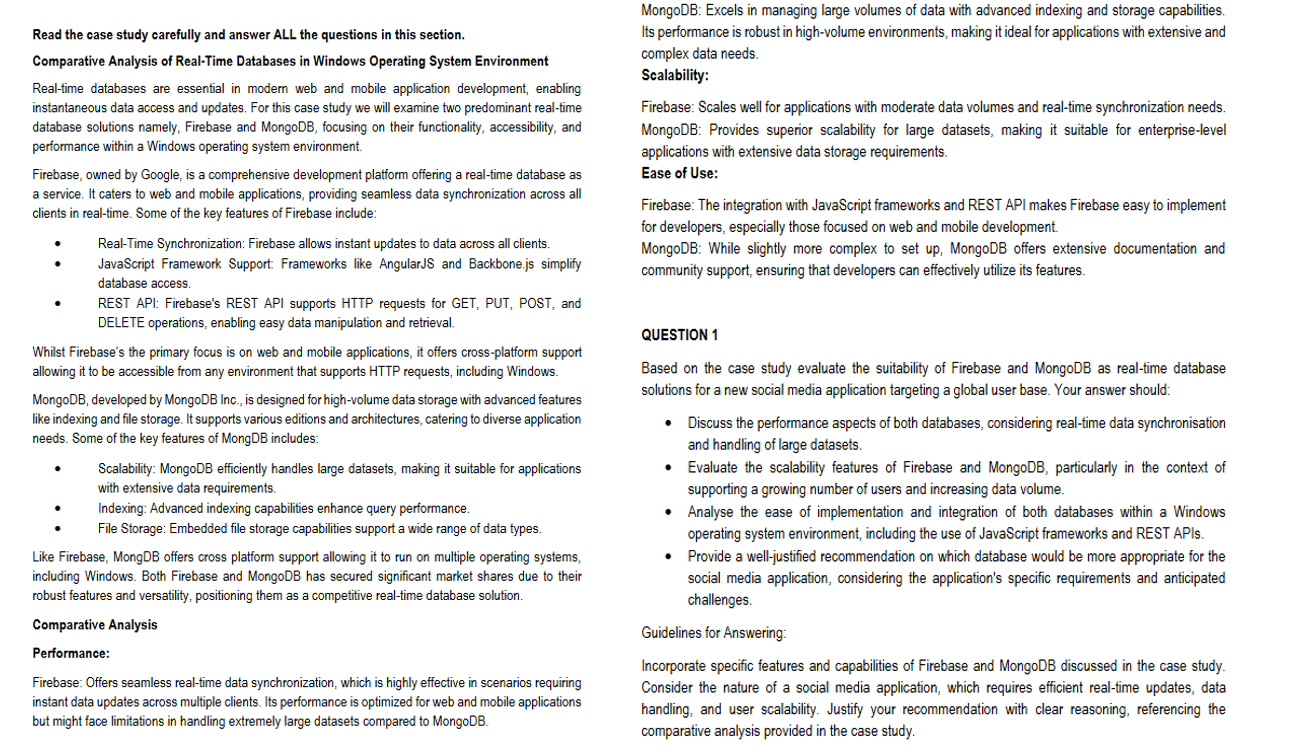  Read the case study carefully and answer ALL the questions in