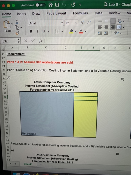 Number E32 x > Name: 1 ACC 214 Lab #6: Chapter 19