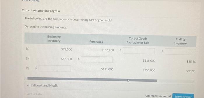  Current Attempt in Progress The following are the components in determining