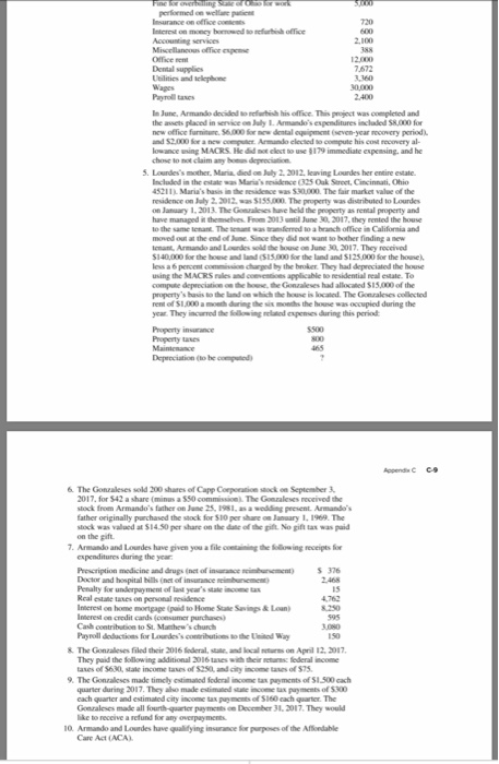 so complete Armando and Louedes Goezales's missing, use reasonable 2017 federal income