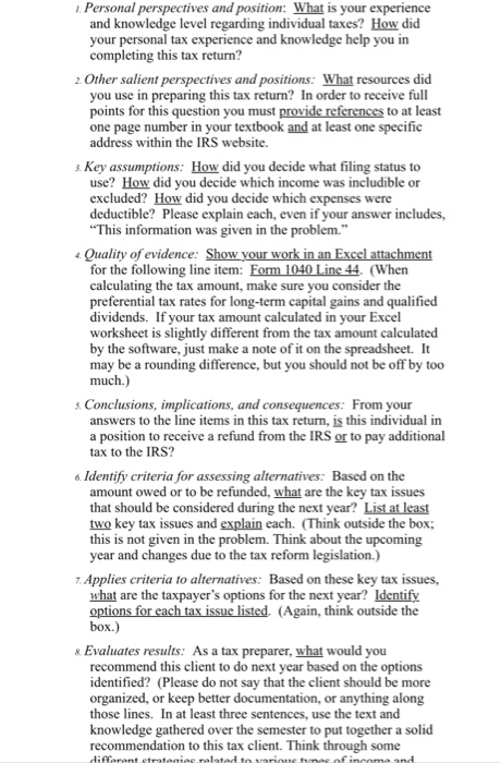 tax return If any information is assumptions to fall in the gaps.