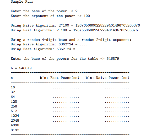 starter code import poweranalyzer; import java.math.BigInteger; /* * Provides implementations for a