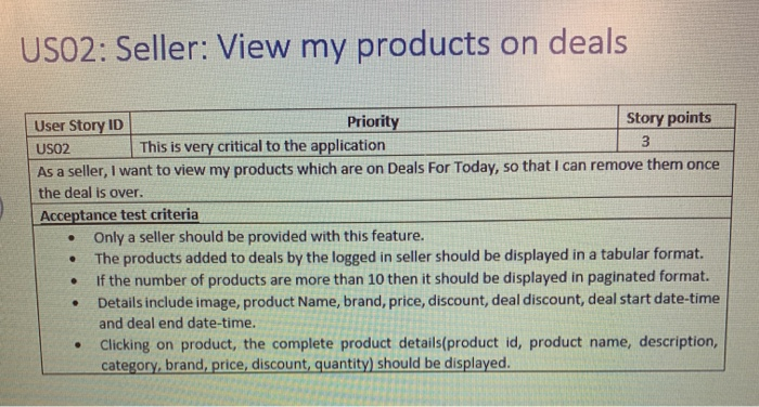 on "USER STORY" - 4 US01: Seller: Add product to deals User