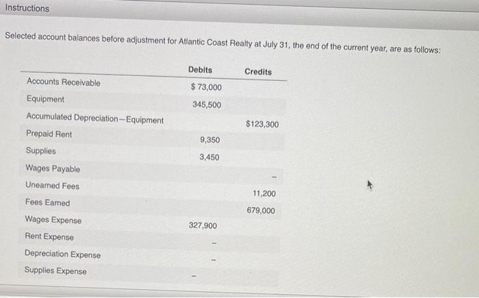 Only Answer Final Questions Please Instructions Selected account balances before adjustment for