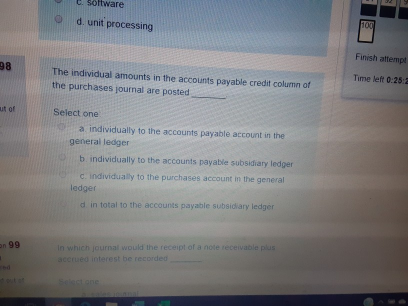 C. software 12 d. unit processing Finish attempt 98 The individual