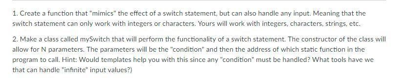 C++ Replicate a switch statement using Function pointers. Please provide all files