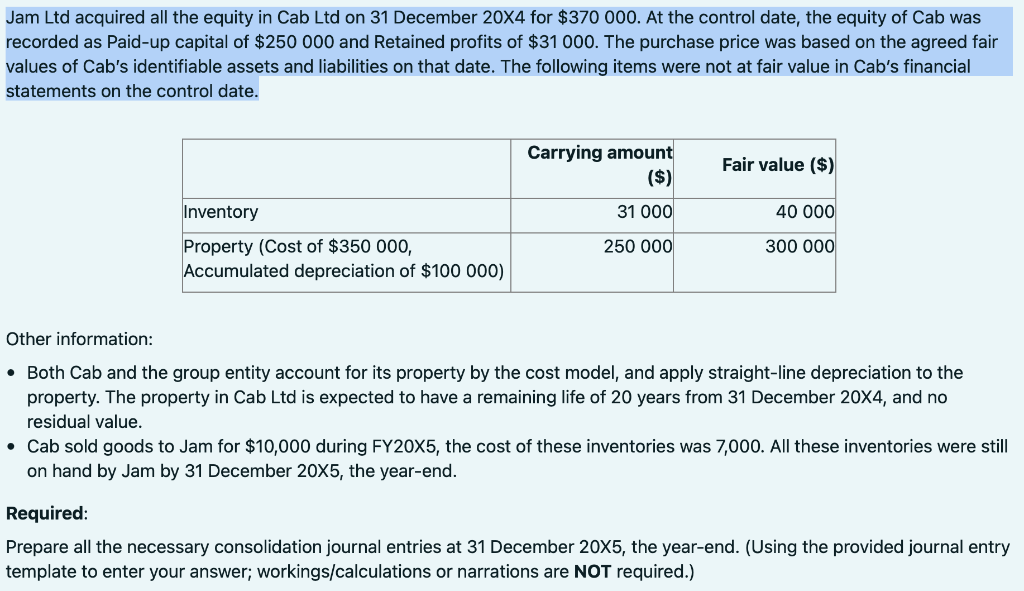 as soon as possible please Jam Ltd acquired all the equity in