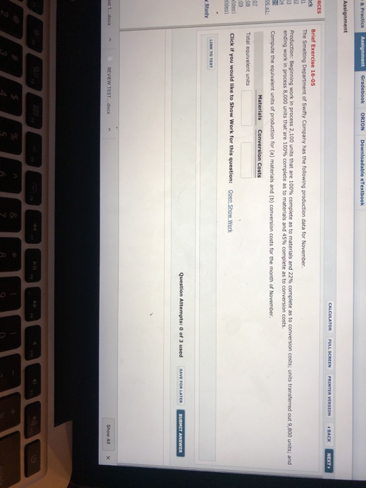  & Practice Assignment Gradebook ORION Downloadable eTextbook Assignment CALCULATOR FULL SCREEN