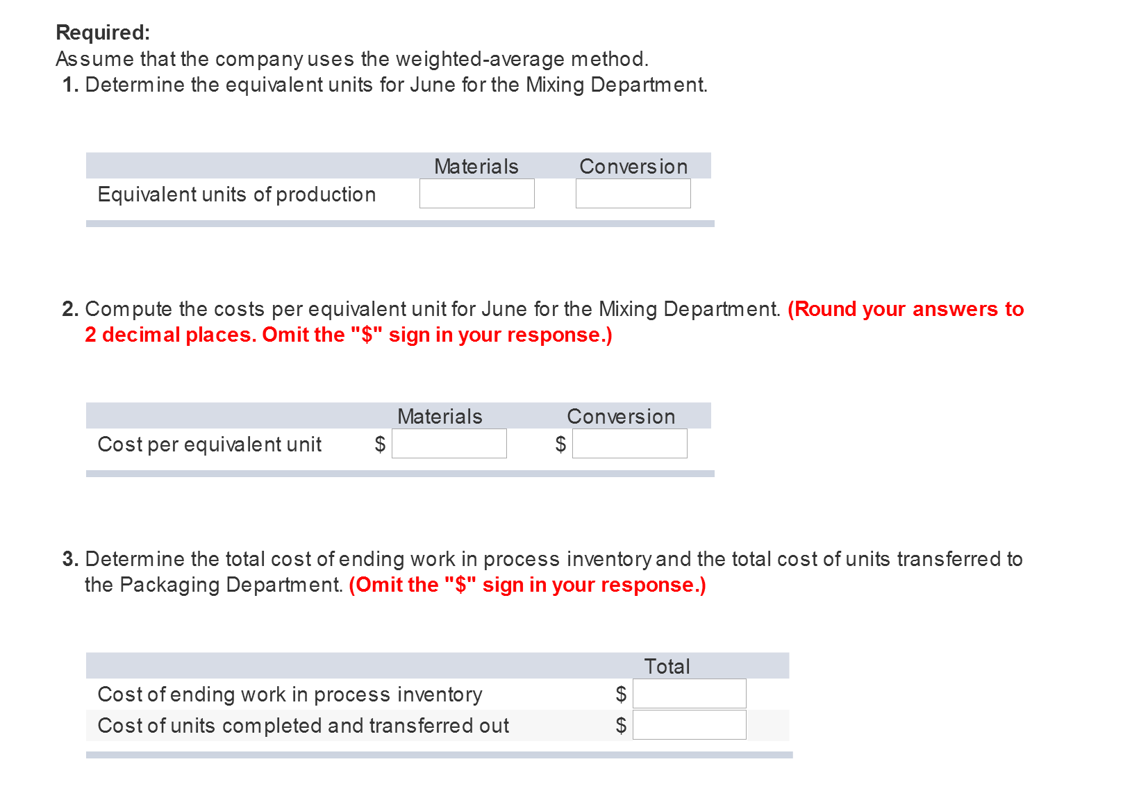 points Credence Whitewater, Inc., manufactures a product that goes through two departments