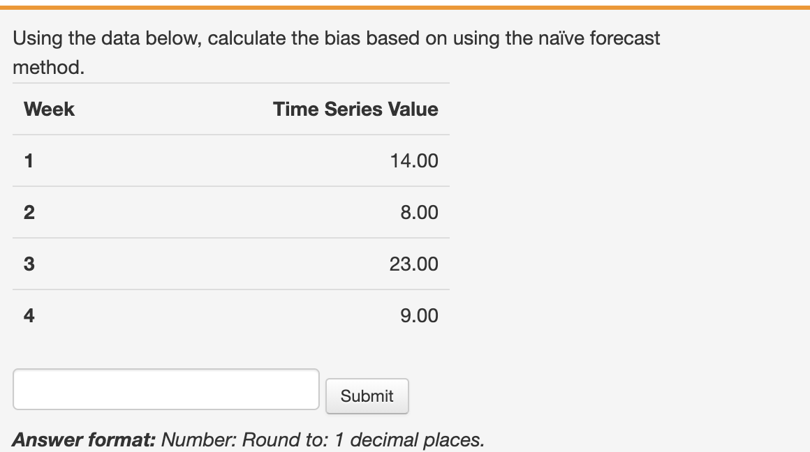 Time Series Value Forecast 1 1 3 5.00 2 5 2.00 3