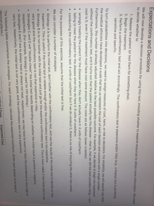  Expectations and Decisions We will now develop a decision procedure for