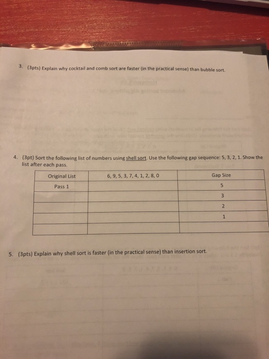 Due: Name 1. (3pt) Sort the following list of numbers using cocktail