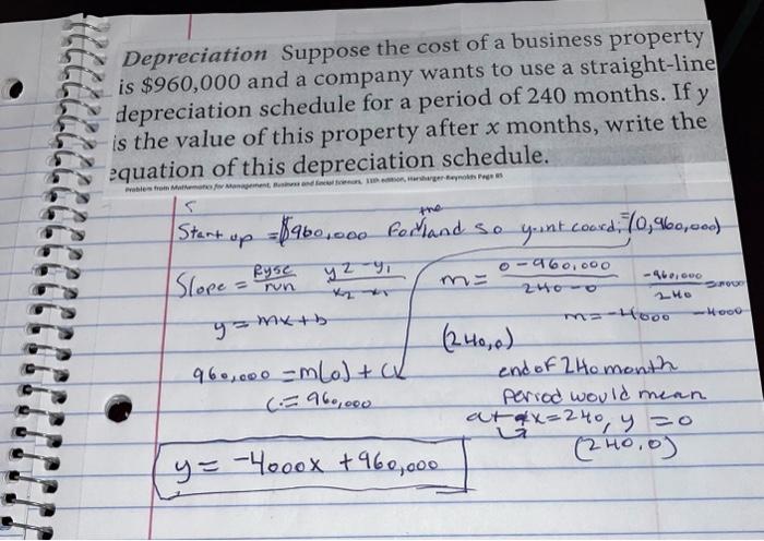 the cost of a business property is $960,000 and a company wants
