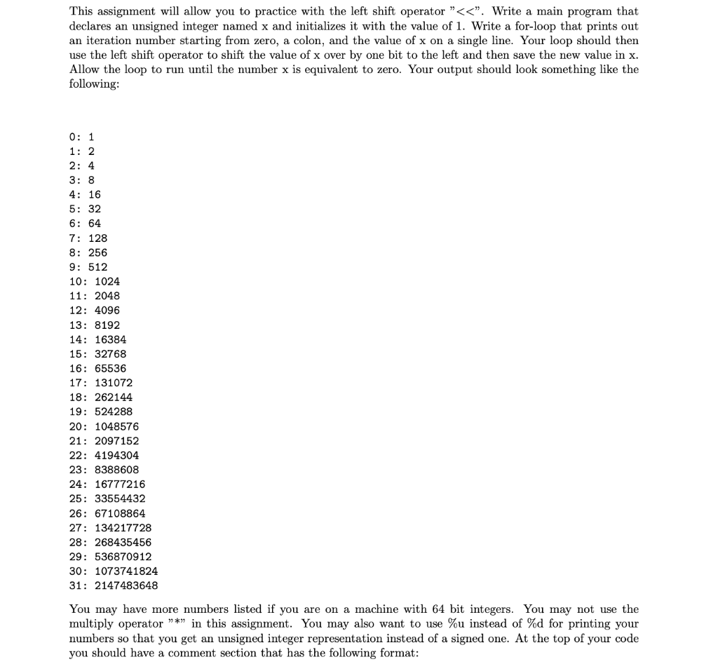 In C, Please. This assignment will allow you to practice with