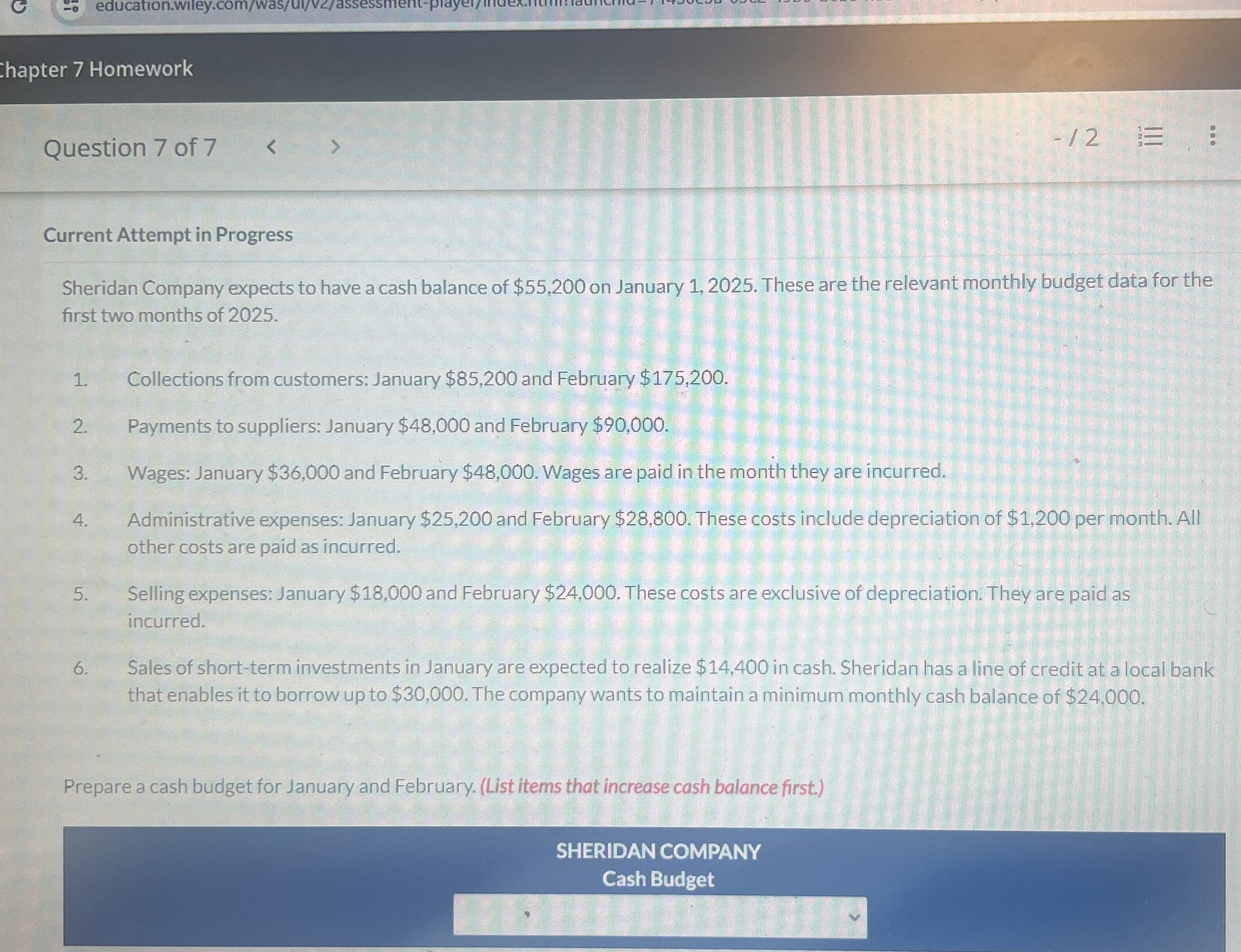  Chapter 7 Homework Question 7 of 7 -12 Current Attempt in