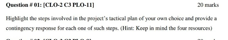  Question # 01: [CLO-2 C3 PLO-11] 20 marks Highlight the steps