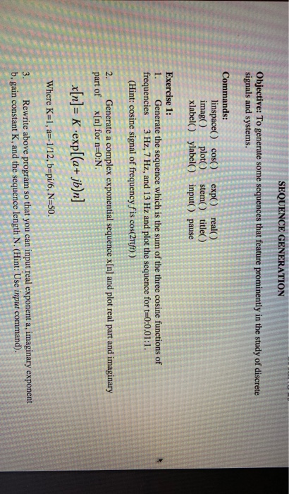 mathlab. SEQUENCE GENERATION Objective: To generate some sequences that feature prominently in