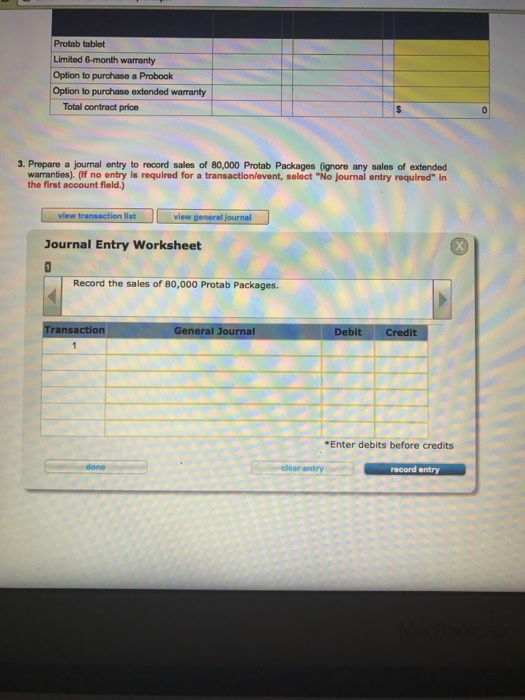 sales price of a Protab Package following: One Protab computer. A6-month limited