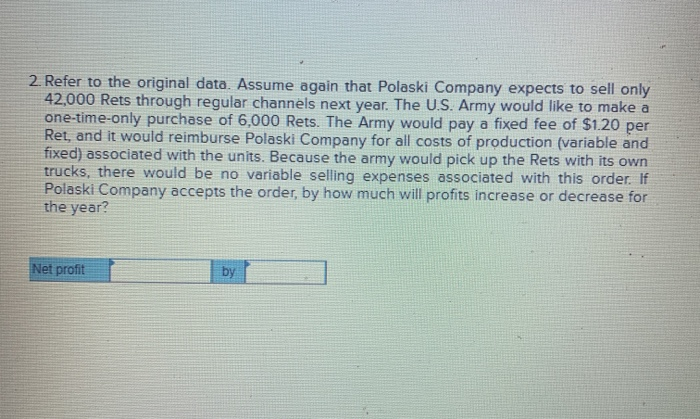 the company can produce and sell 48,000 Rets per year. Costs associated