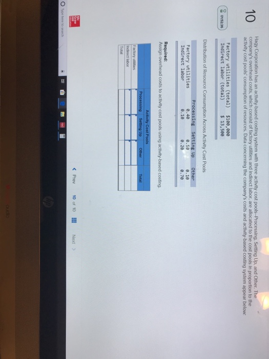  10- Hagy Corporation has an activity-based costing system with three activity