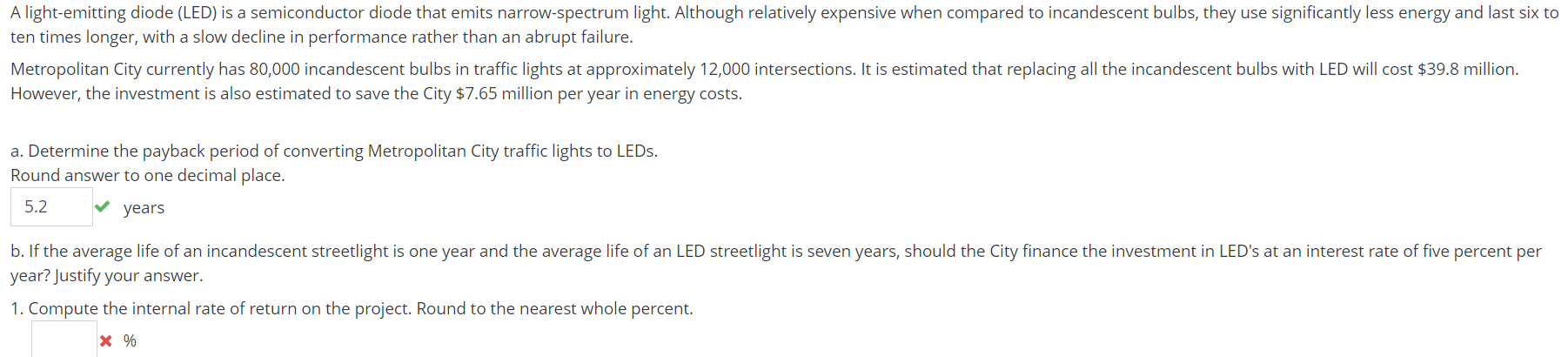 Please show all work. A light-emitting diode (LED) is a semiconductor diode