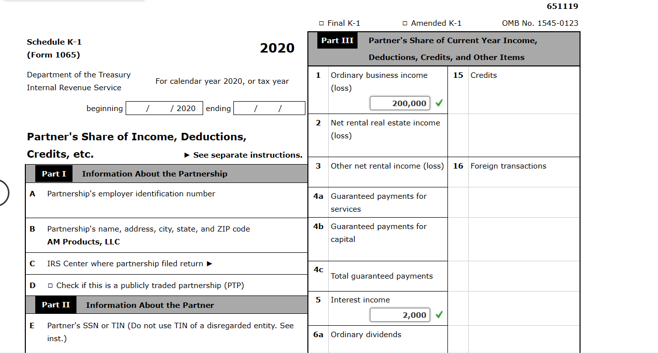 in the profits, losses, and capital of the accrual basis AM Products