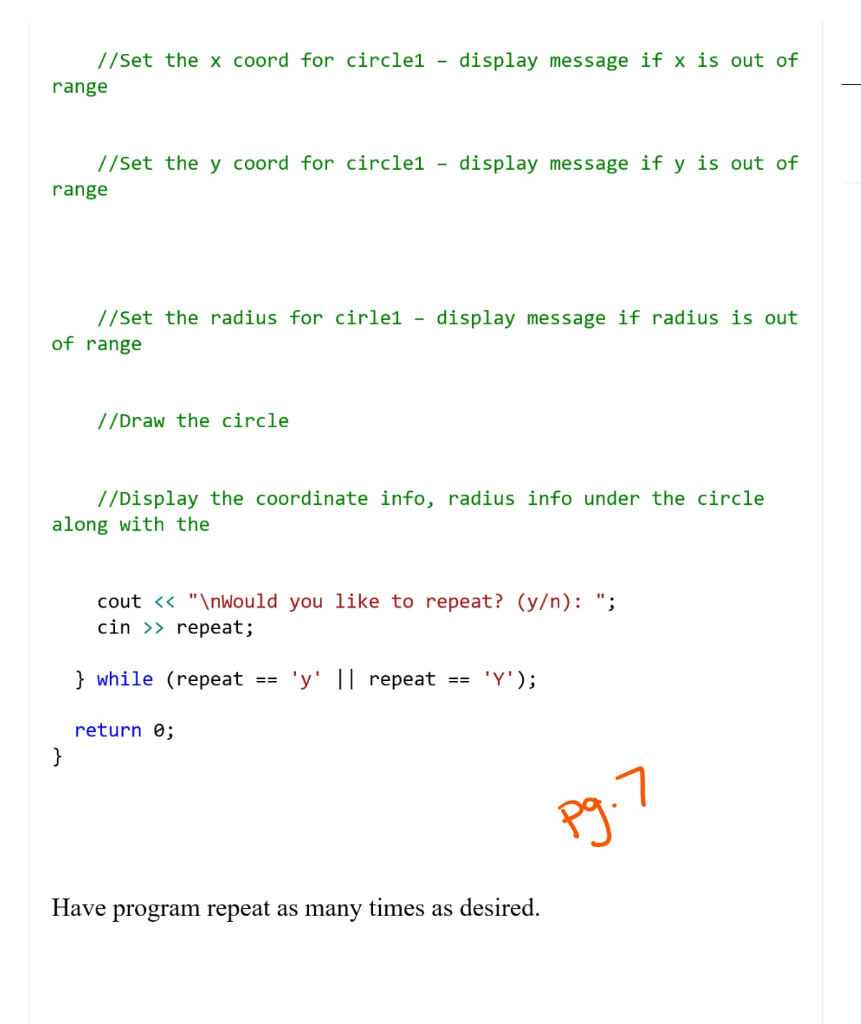 30 inclusively) Example data entered by the user for the display above