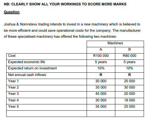 Please Help, Management Accounting, include formulars Joshua \& Nomndevu trading intends to