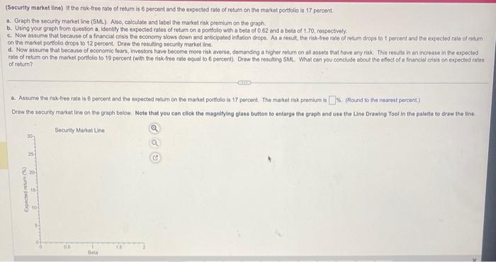 Security Market Line. Urgent, please include all parts please. (Security market line)