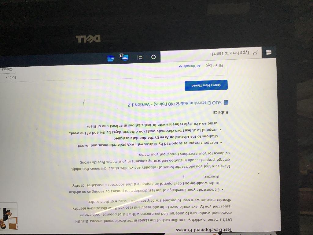  Test Development Process Draft a memo in which you outline each