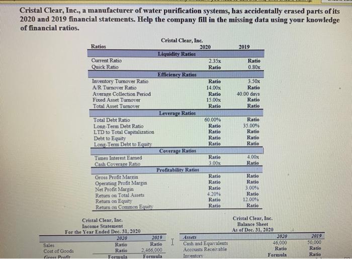  Help please put excel formulas too for all yellow cells Cristal
