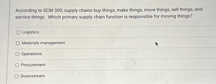  According to SCM 300, supply chains buy things, make things, move