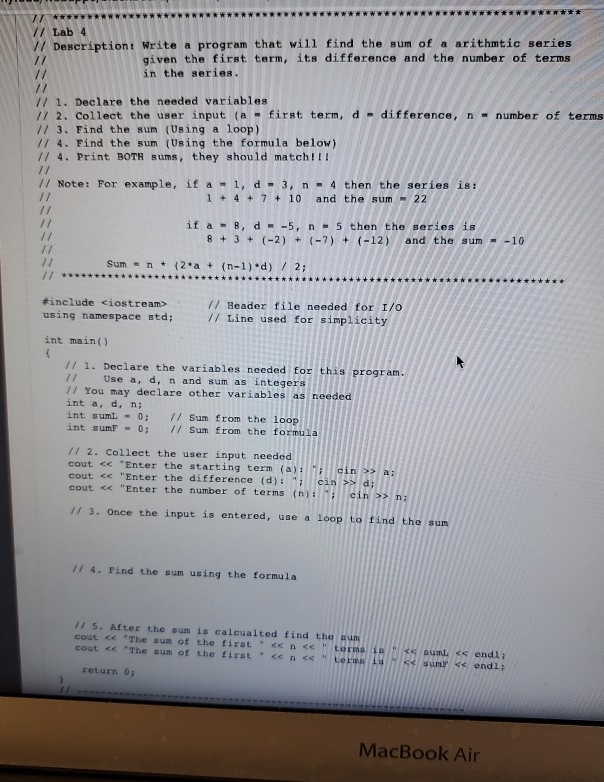 programming language 17 // Lab 4 / Descriptiont Write a program that