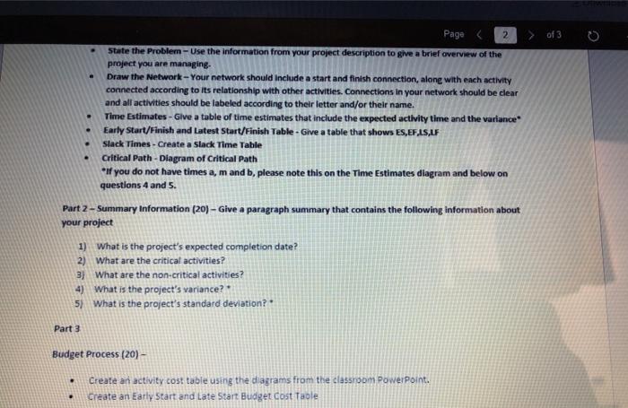  of 3 Page 2 State the Problem - Use the information