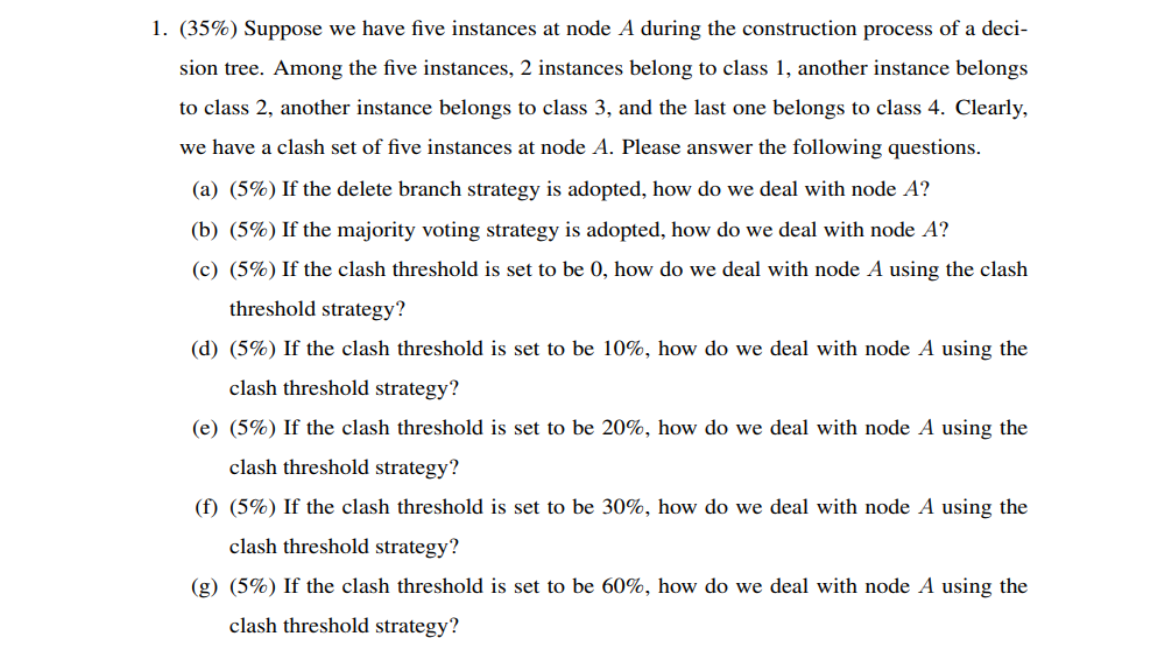  (35%) Suppose we have five instances at node A during the