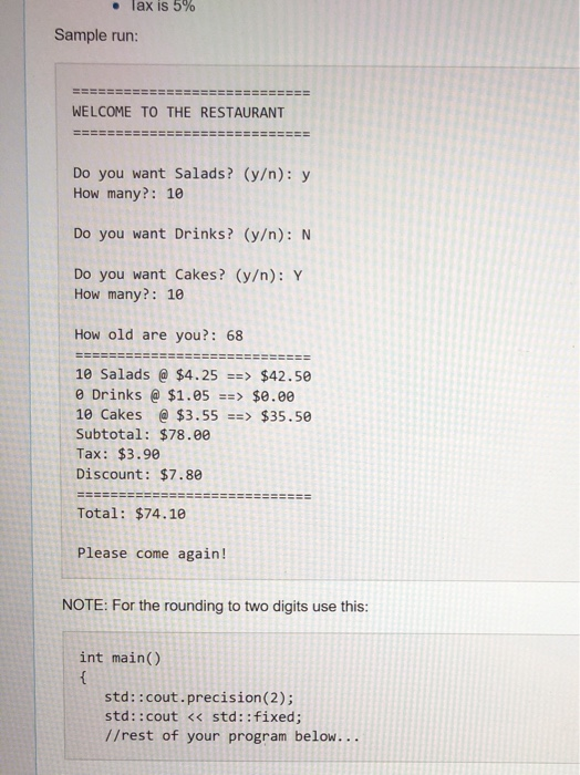 Statement and sample is attatched below. You will open a restaurant that