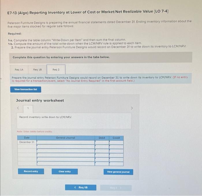 preparing the annual financial statements dated December 31 Ending inventory information about