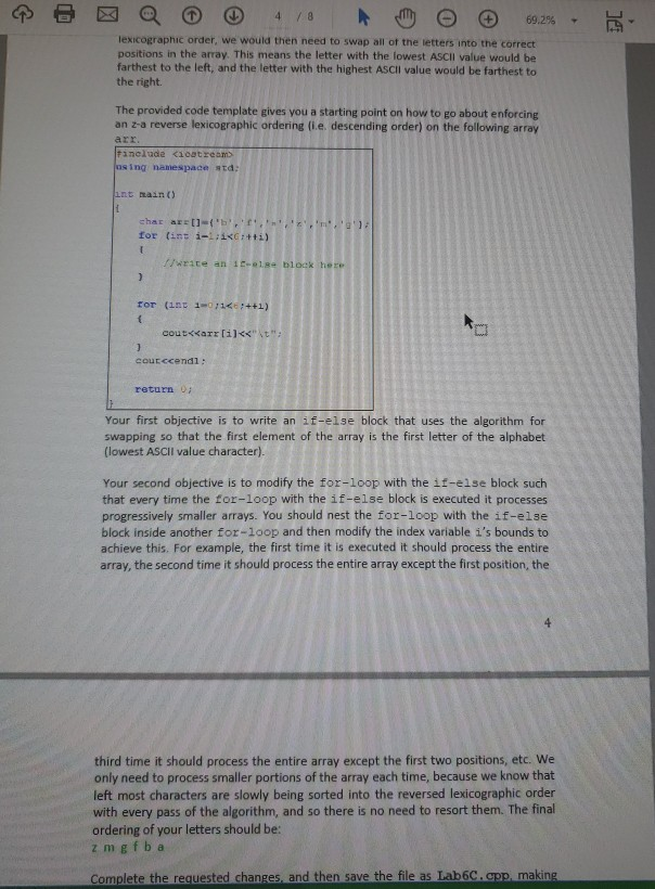  3. Sorting Arrays When we swap two variables x and y,