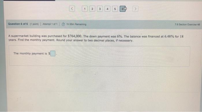 Question 1 of 6 (1 point) Atempt to view question in a