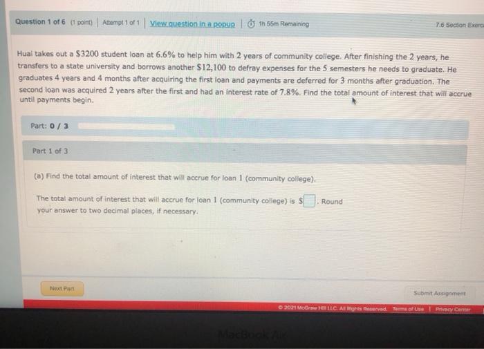 $3200 student loan at 6.6% to help him with 2 years of