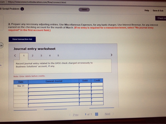 April 11, 2018. The March 31 bank statement shows an ending cash