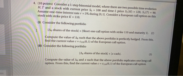  4. (10 points) Consider a l-step binomial model, where there are