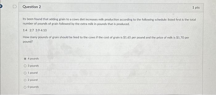  2 Question 2 Its been found that adding grain to a