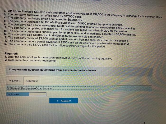 P1, A1 Lita Lopez started Biz Consulting, a new business, and completed