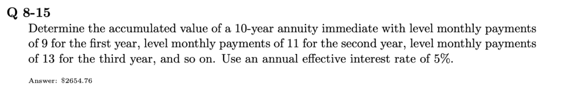 PLEASE CALCULATE ONLY USING THE INCREASING ANNUITY FORMULA ON A PAPER Q