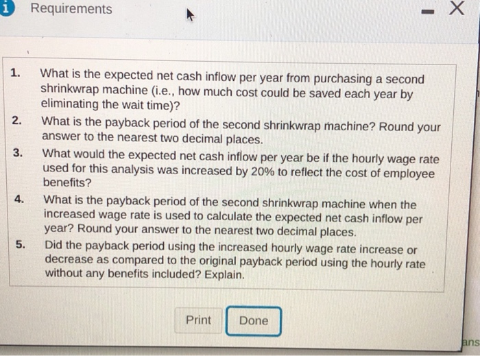 to per year of mong employee wall time is Requirement 2. What