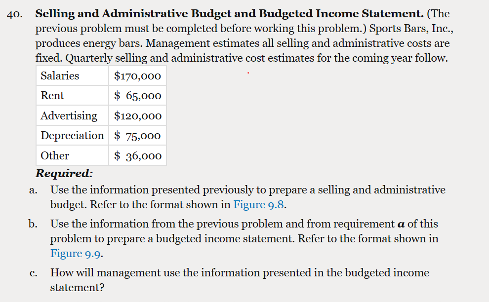 I need help with #40, specifically b&c but it requires info from
