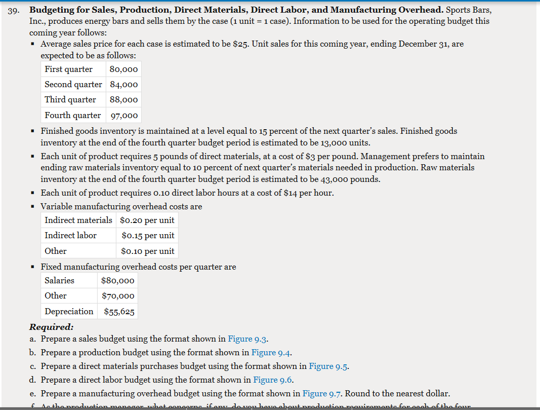 and Budgeted Income Statement. (The previous problem must be completed before working