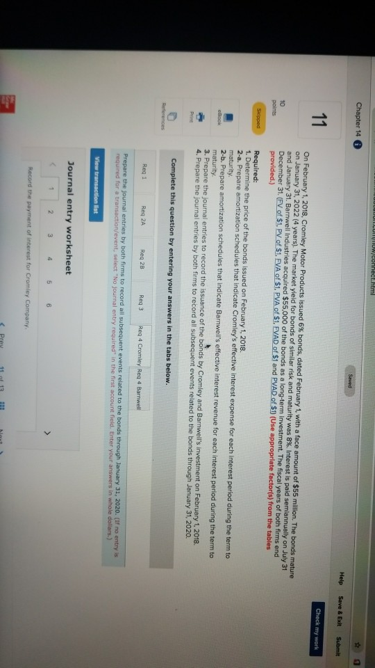  uutation.LUNUIOW/Conhect.html Chapter 14 Saved Help Save & Exit Submit Check my